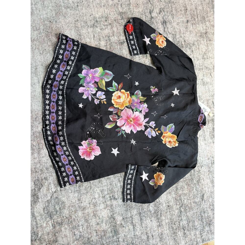 Johnny Was Jade Kimono Silk Jacket Kasumi Black Multicolor Reversible Sz S $550 - Picture 6 of 12